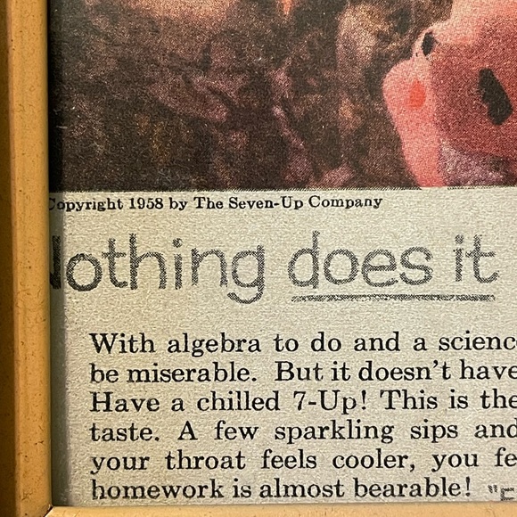 Vintage Framed 7-Up Advertisement from 1958 - Picture 3 of 3